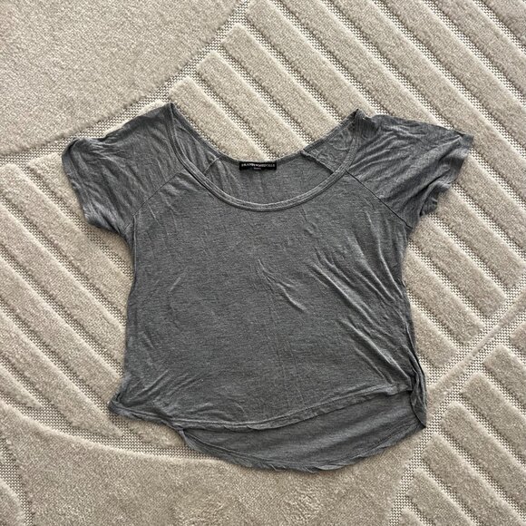 Brandy Melville Light Grey Scoop Neck T Shirt, in OS - Picture 1 of 5